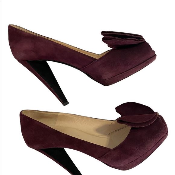 Authentic | Prada | Ruffle Suede Calzature Donna Camoscio Pumps | Sz 37.5 - Picture 3 of 8
